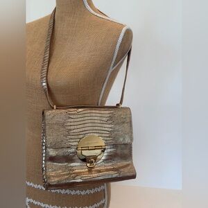 Michael Kors Gold and Brown Crossbody Bag